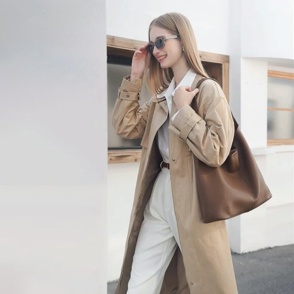 Slouchy Hobo Bag Vegan Leather Tote for Women Casual Daily Use Spacious - Picture 2 of 6